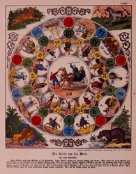 Spel van Reis Rond de Wereld, uitgegeven door Ackermann, Wissembourg